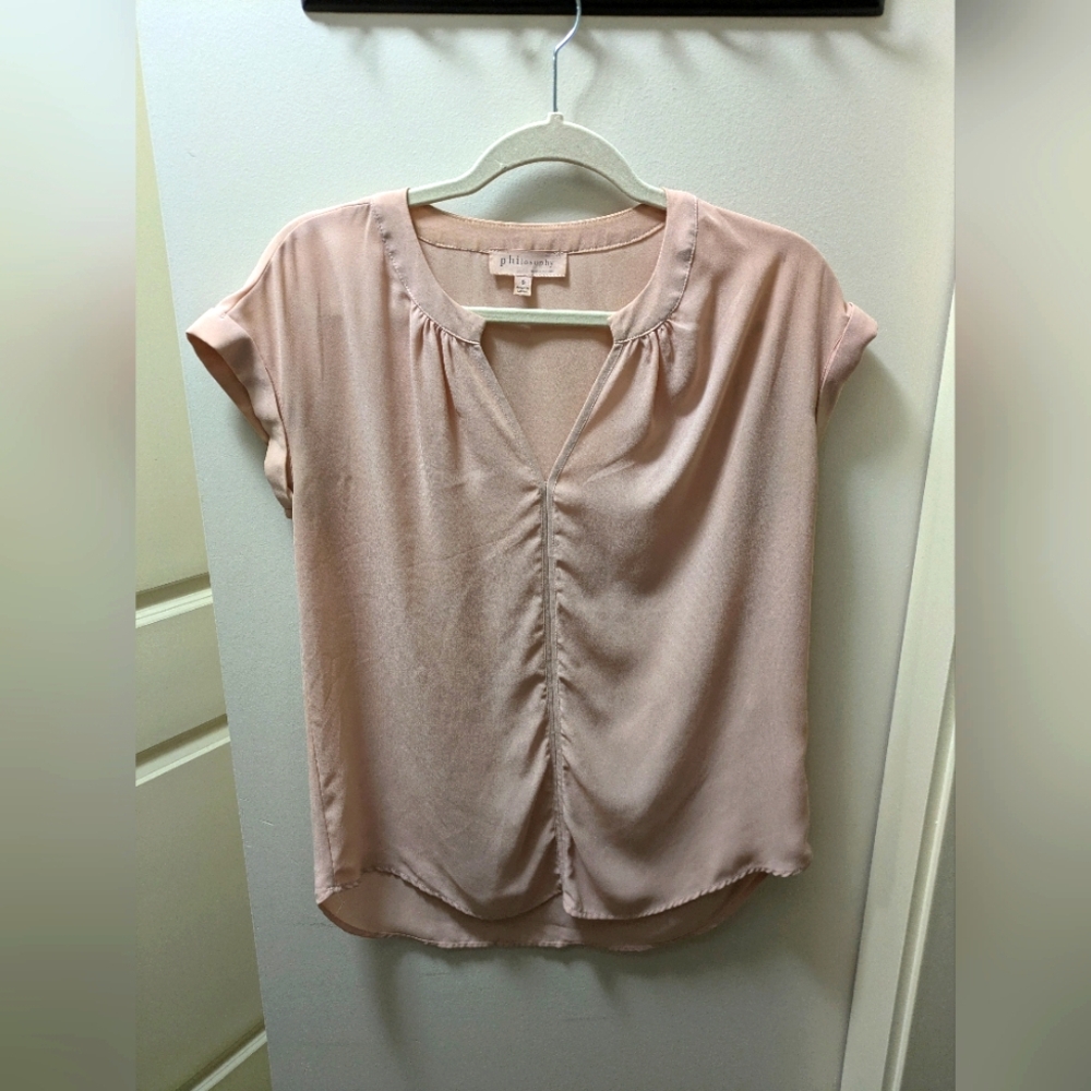 Philosophy Short Sleeve Blouse in Blush
